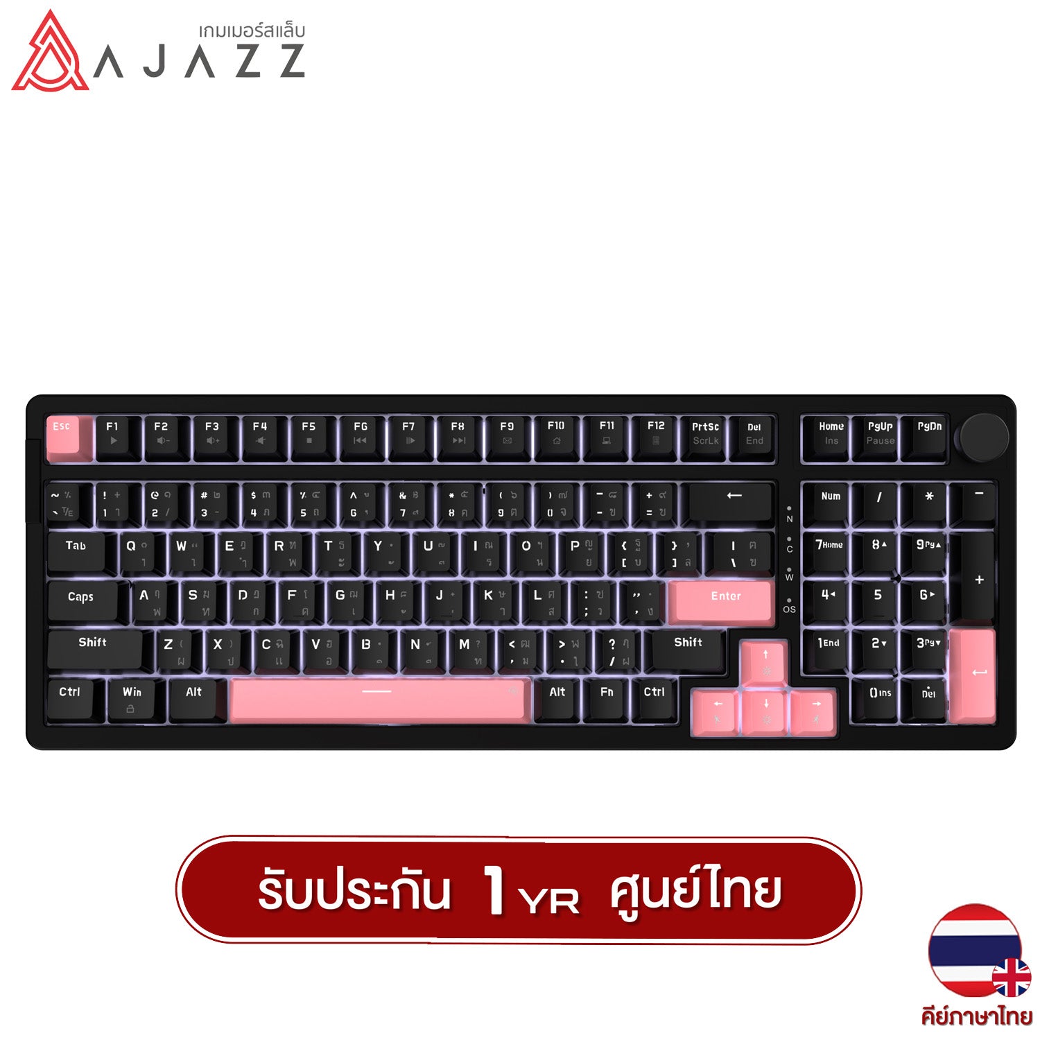 (คีย์ไทย) Ajazz AK992 Retro 100% LED Light Gasket Wired Mechanical Keyboard