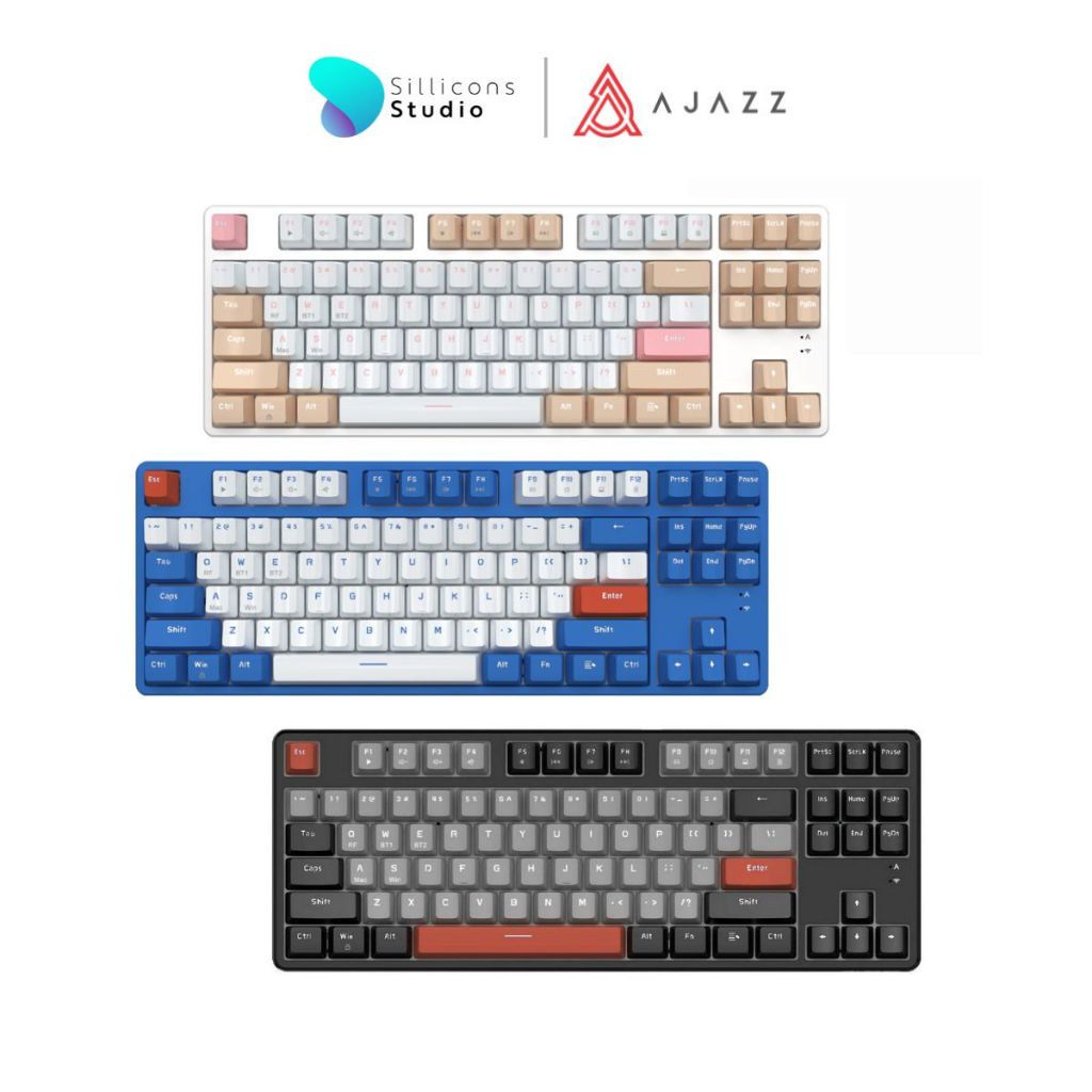 (คีย์ไทย) Ajazz AK871 คีย์บอร์ดเกมมิ่ง Wirelss Hotswap Dual Module(2.4+BT) TKL 80% 87Key Mechanical Keyboard รับประกันสินค้า 1 ปี