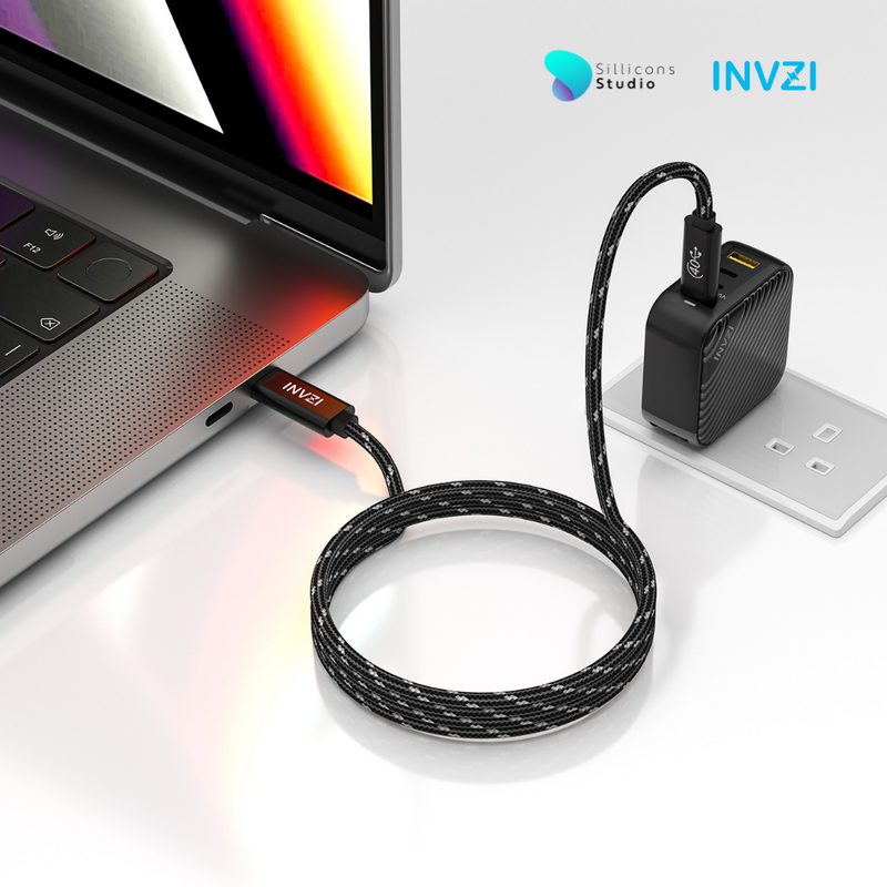 (รับประกัน 1 ปี) สายชาร์จ INVZI USB4.0 Gen3 Cable USB-C (USB-IF Certified) 40Gbps ของแท้ถูกลิขสิทธิ์