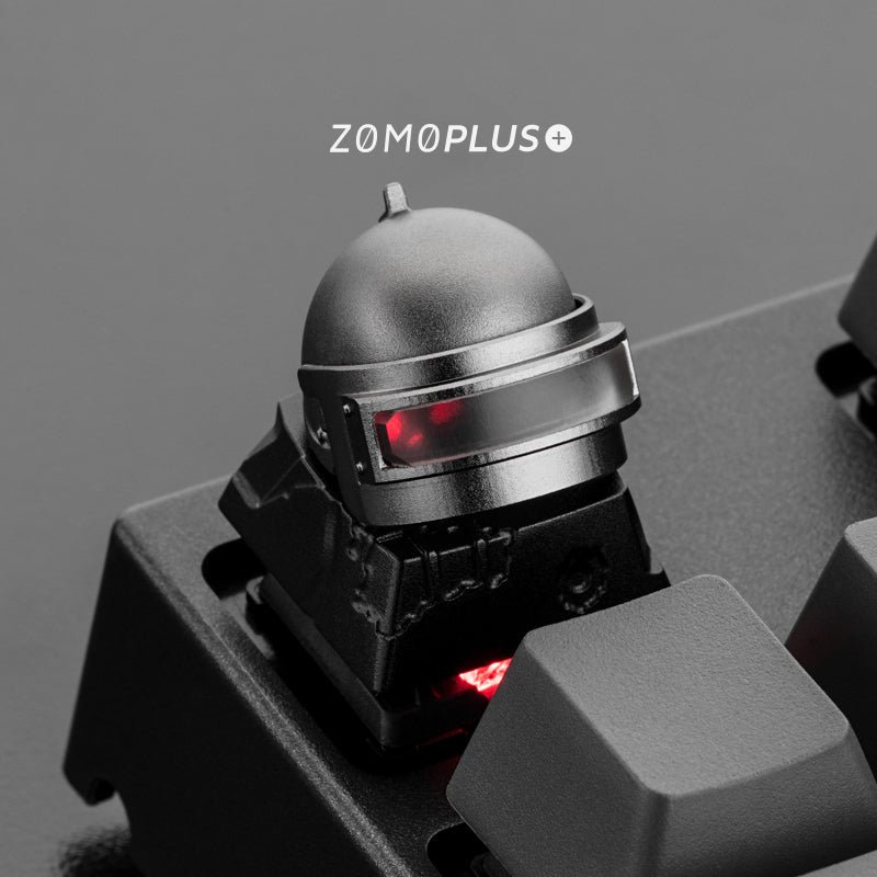 ZomoPlus 3D LV.3 Helmet Customized Keycap, Cherry MX Switches And Clones,  Chicken Dinner Theme Metal, With CNC Engraving, 1u Size, Black/Grey